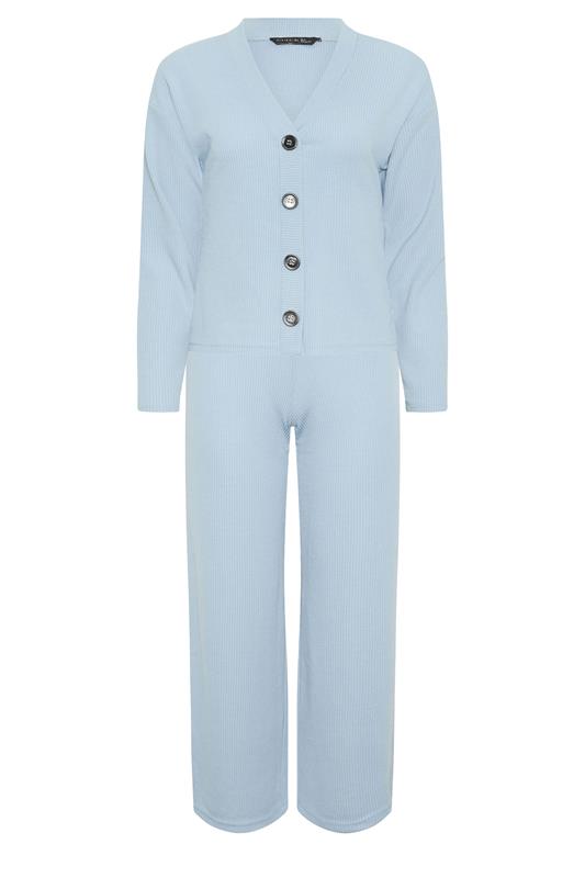 PixieGirl Petite Women's Set Light Blue Ribbed Top & Trousers | PixieGirl 9