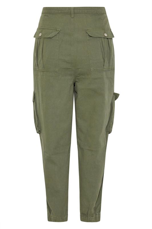 Curve Khaki Green Cargo Pocket Jeans 6