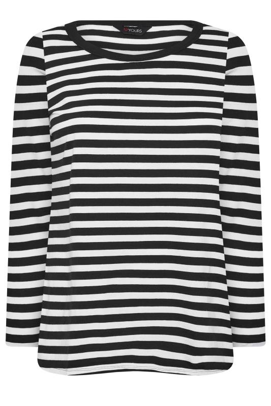 Plus Size Black & White Stripe Long Sleeve T-Shirt | Yours Clothing 5