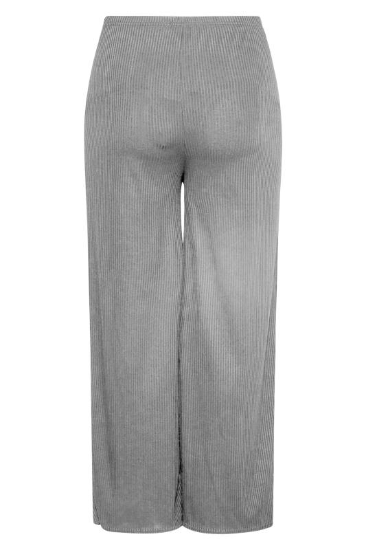 BUMP IT UP MATERNITY Plus Size Grey Ribbed Stretch Wide Leg Trousers | Yours Clothing 5