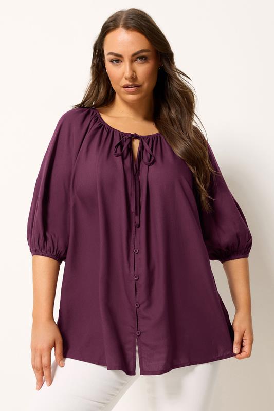  YOURS top morado con botones