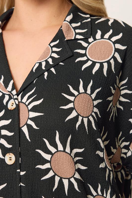 YOURS Plus Size Black Sun Print Crinkle Shirt | Yours Clothing 4