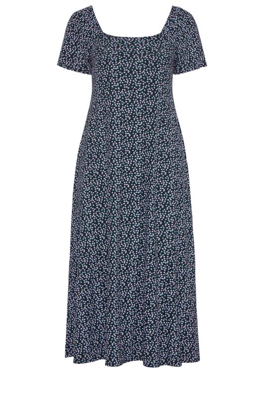 LIMITED COLLECTION Black Ditsy Floral Square Neck Maxi Dress | Yours ...