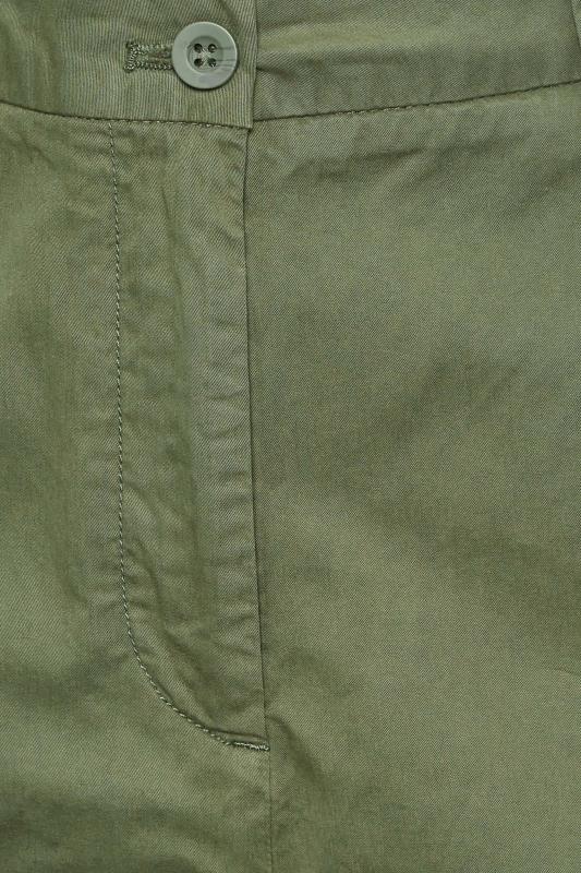 YOURS Plus Size Khaki Green Cropped Chino Trousers | Yours Clothing 4