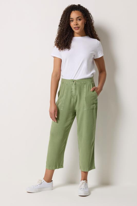 M&Co Green Cropped Carpenter Trousers | M&Co 1