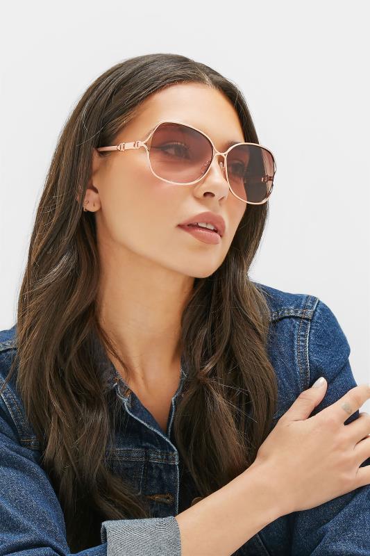 Plus Size  Yours Pink Oversized Link Detail Sunglasses