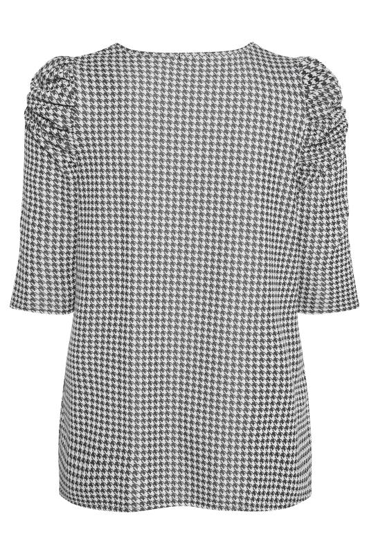 LIMITED COLLECTION Plus Size Black Dogtooth Check Puff Sleeve Top | Yours Clothing 7