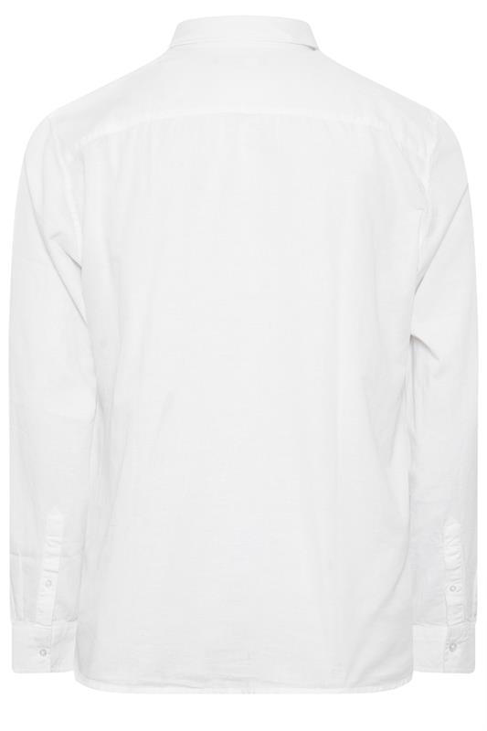BadRhino Big & Tall White Long Sleeve Linen Blend Shirt | BadRhino 6