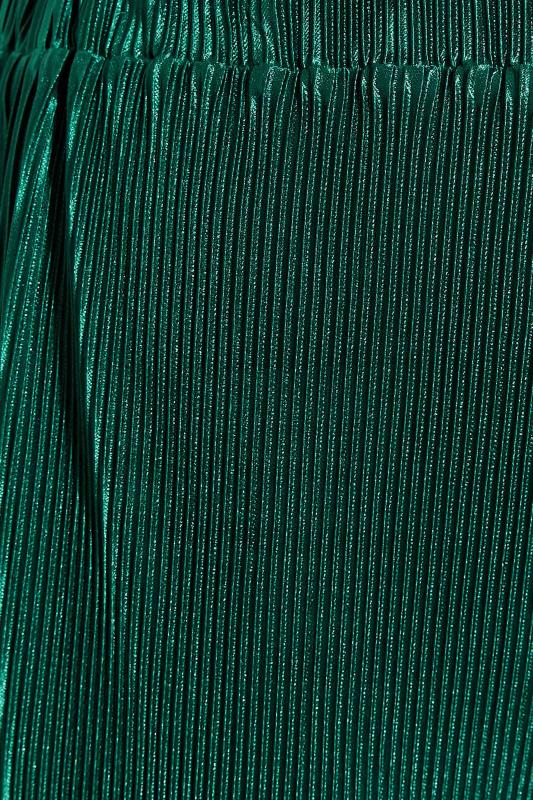 Plus Size Emerald Green Plisse Wide Leg Trousers | Yours Clothing 3