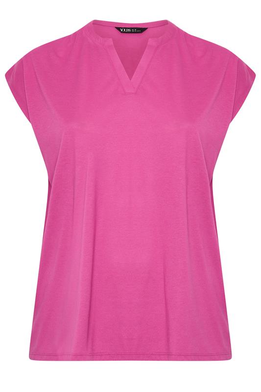 YOURS Plus Size Pink Notch Neck T-Shirt | Yours Clothing 5