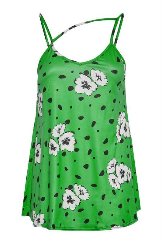 LIMITED COLLECTION Curve Green Floral Print Strap Detail Cami Top_X.jpg