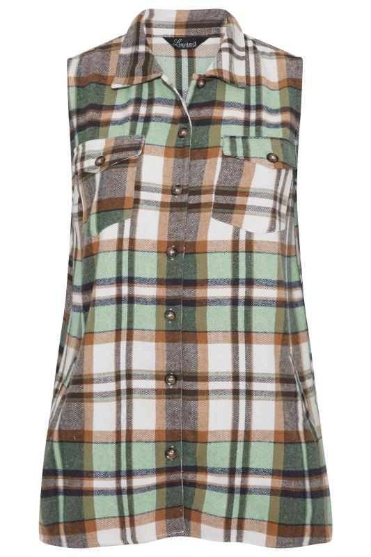 LIMITED COLLECTION Curve Green Checked Sleeveless Shacket 6