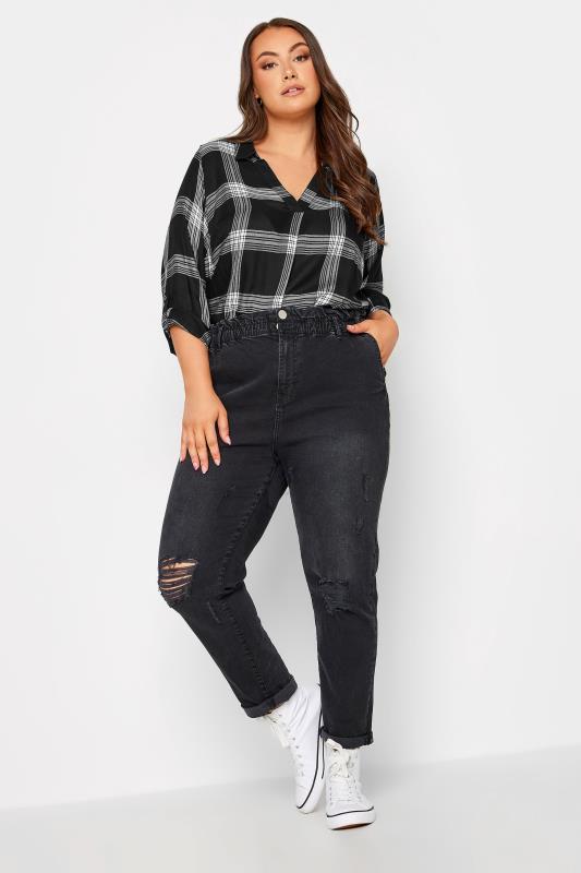 YOURS Curve Plus Size Black Check Print Shirt | Yours Clothing  3