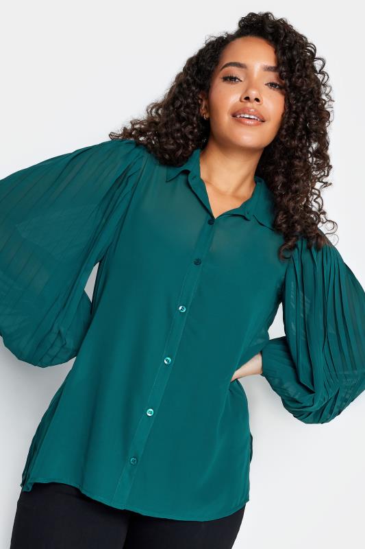 M&Co Green Pleat Sleeve Shirt | M&Co 2