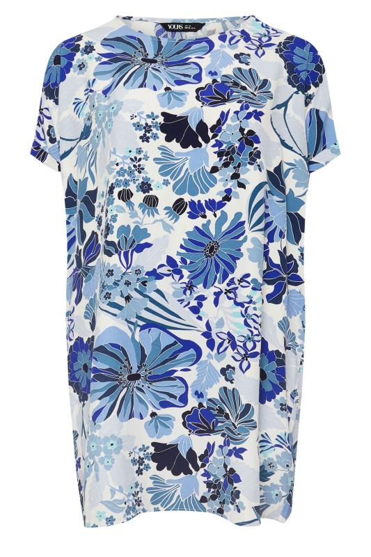 YOURS Plus Size Blue Floral Print Tunic Dress | Yours Clothing 5