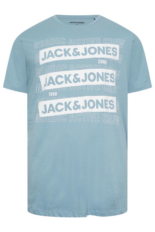 JACK & JONES Big & Tall Blue 'Nordic Active Crew' Logo T-Shirt | BadRhino 3