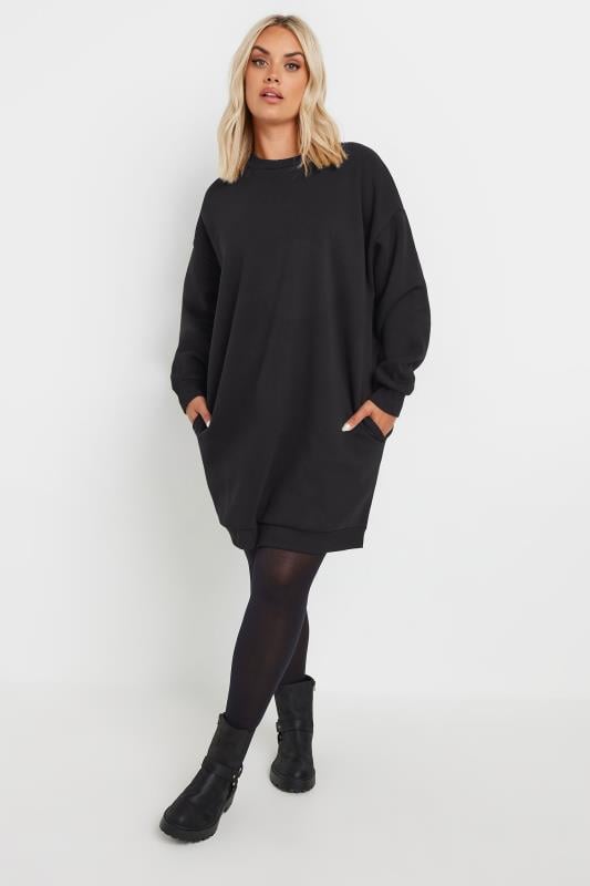 YOURS Plus Size Black Sweatshirt Dress | Yours Clothing 1