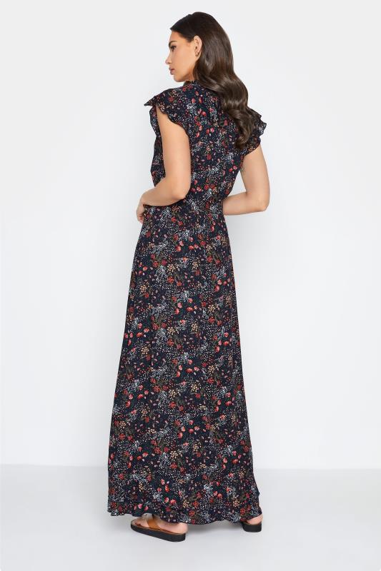 LTS Tall Black Mini Floral Frill Maxi Dress_C.jpg