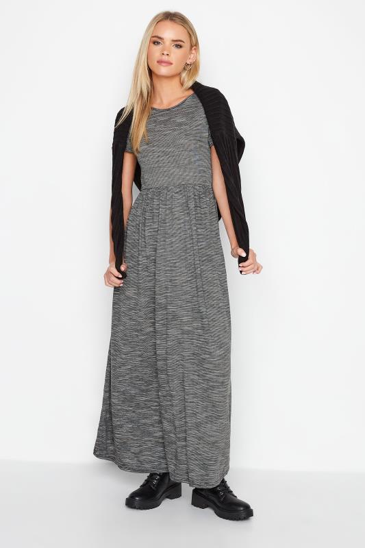 Petite Grey Line Stripe Maxi Dress | PixieGirl 2