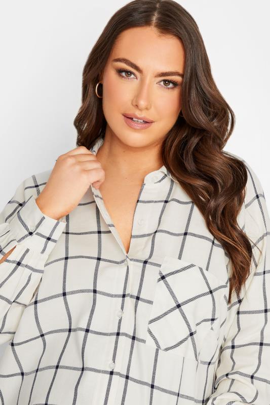 BUMP IT UP MATERNITY Curve White & Black Check Long Sleeve Shirt | Yours Clothing 4