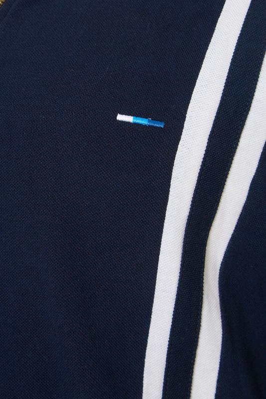 BadRhino Big & Tall Navy Blue & White Contrast Striped Polo Shirt 2