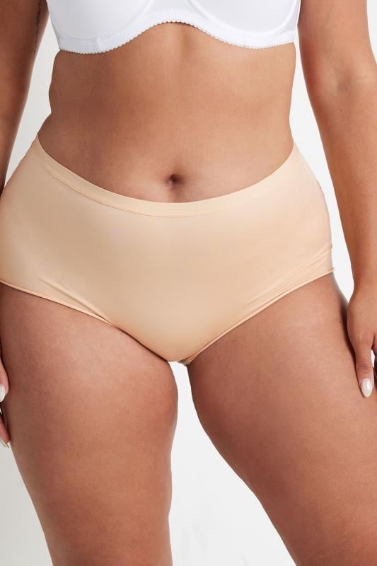 YOURS Plus Size 3 PACK Nude Lace Trim Briefs | Yours Clothing  2