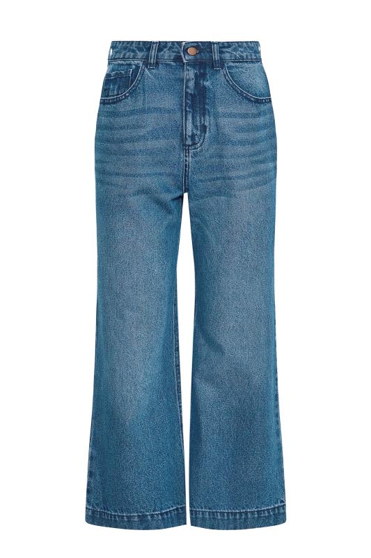 Petite Blue Wide Leg Denim Jeans 4