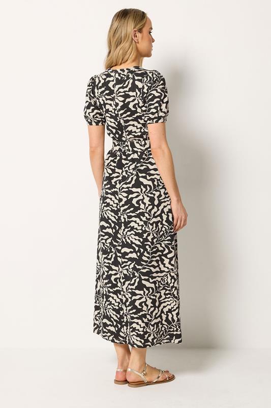 LTS Tall Women's Black & Brown Abstract Button Belted Cotton Midi Dress | Long Tall Sally  2