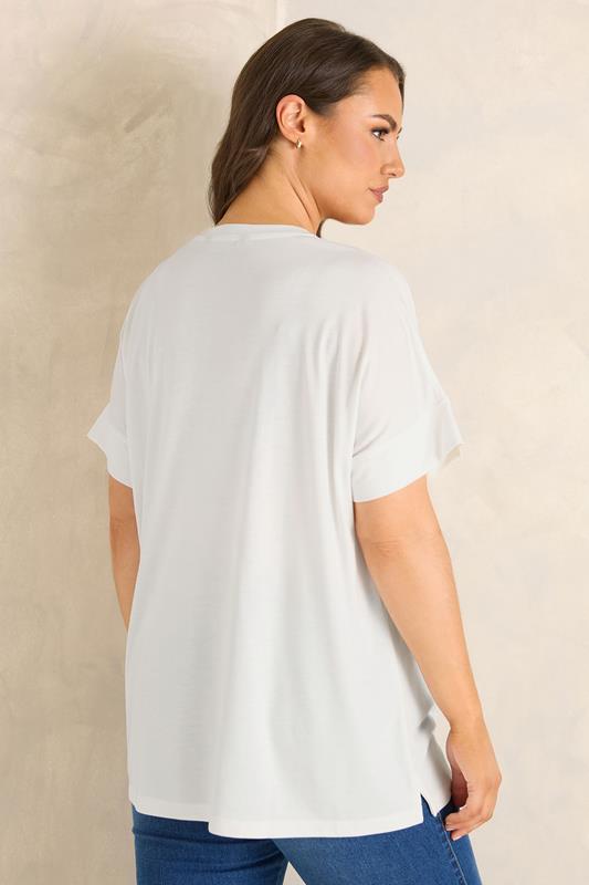 EVANS Plus Size White Sequin Embellished Palm Trees Graphic T-Shirt | Evans  2
