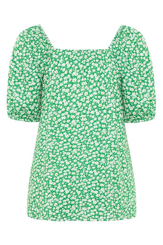 LIMITED COLLECTION Curve Bright Green Daisy Print Square Neck Top_BK.jpg