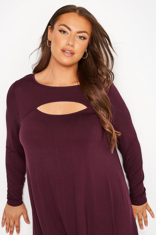 Plus Size Berry Red Cut Out Swing Top | Yours Clothing 4