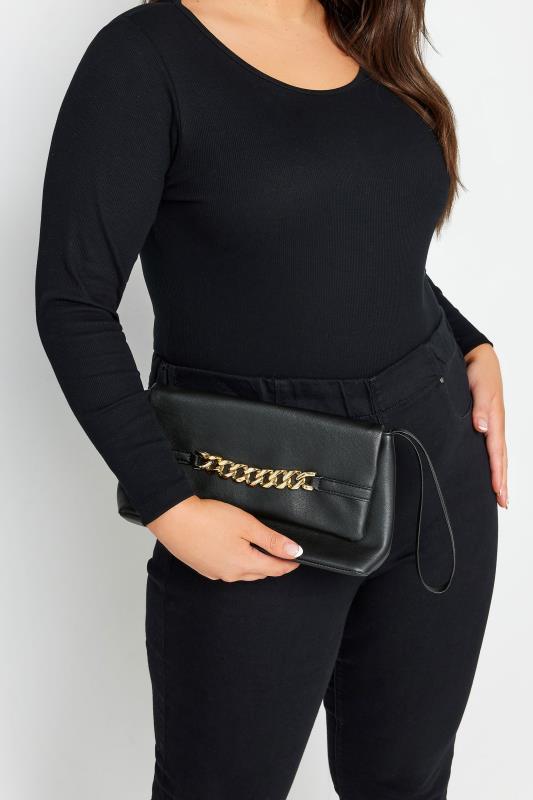  Grande Taille Black Chain Front Bag