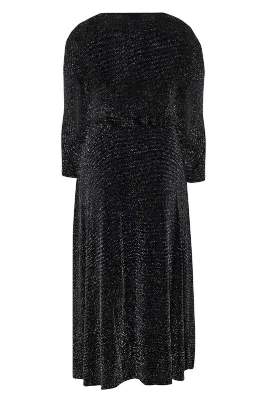 YOURS LONDON Plus Size Black & Silver Glitter Wrap Dress | Yours Clothing 7