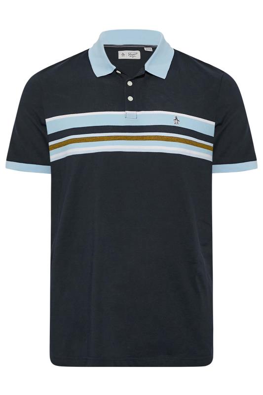 PENGUIN MUNSINGWEAR Big & Tall Navy Blue Stripe Polo Shirt | BadRhino 2