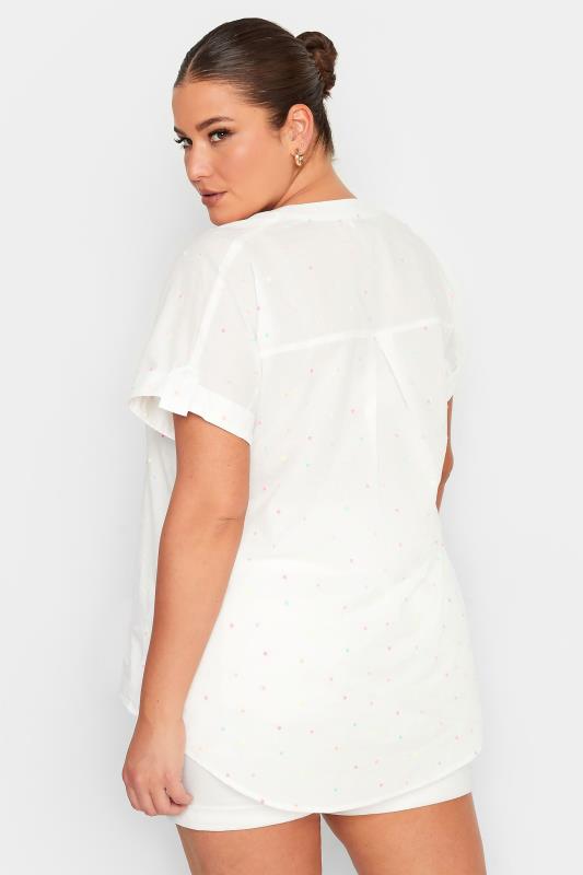 YOURS Plus Size White Dobby Spot Shirt | Yours Clothing 4