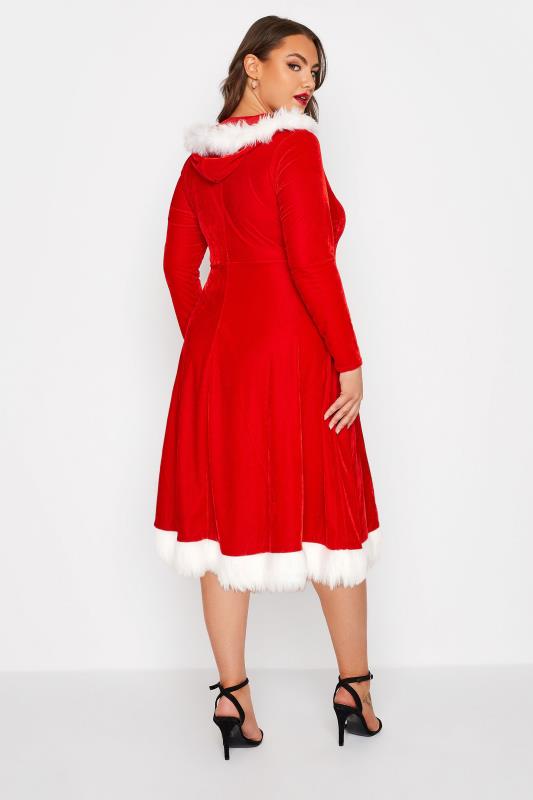 YOURS LONDON Curve Red Velvet Mrs Christmas Skater Dress 3