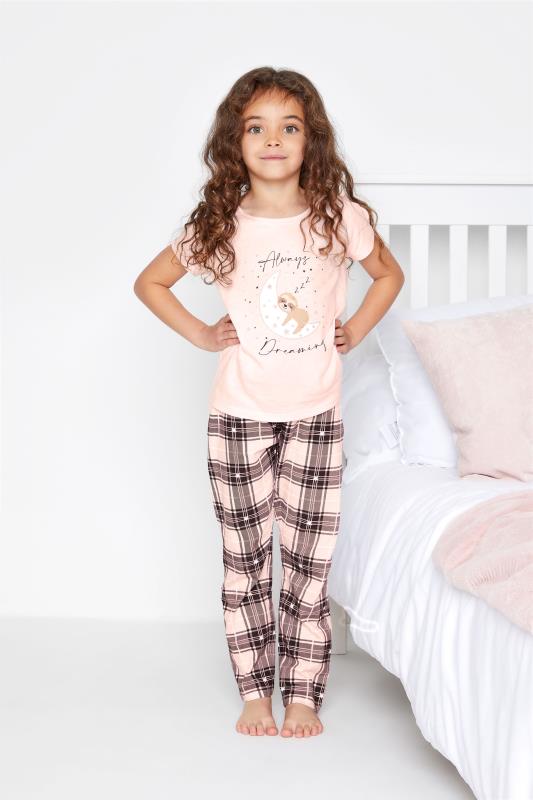 MINI ME Pink 'Always Dreaming' Slogan Check Pyjama Set_B.jpg