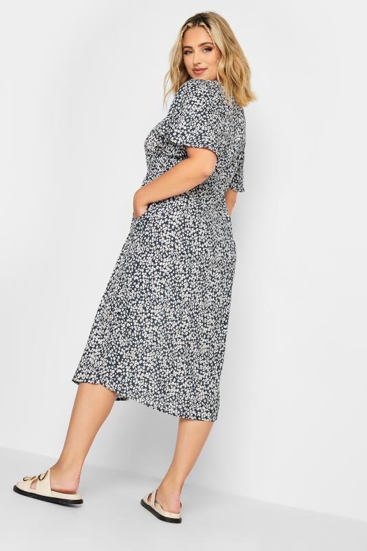 YOURS Plus Size Navy Blue Ditsy Print Tea Dress | Yours Clothing 3