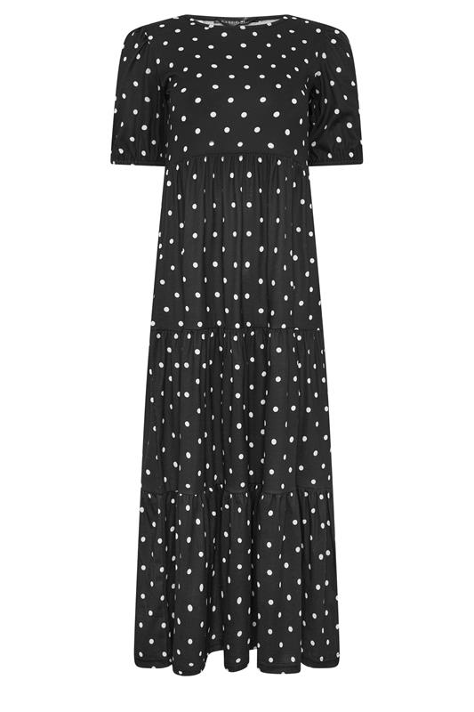 PixieGirl Petite Women's Black Polka Dot Tiered Maxi Dress | PixieGirl 5