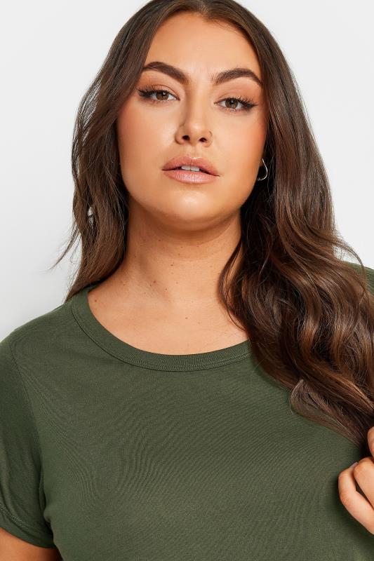 YOURS Plus Size Olive Green Essential T-Shirt | Yours Clothing 4