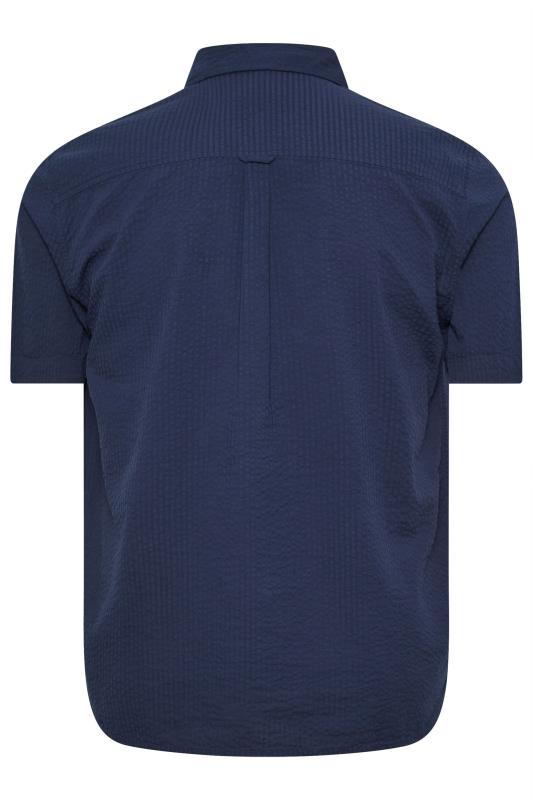 BadRhino Big & Tall Navy Blue Seersucker Short Sleeve Shirt | BadRhino 4