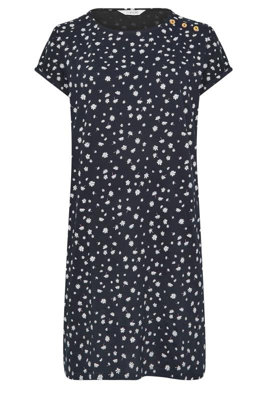 YOURS Plus Size Navy Blue Daisy Print Button Nightdress | Yours Clothing 6