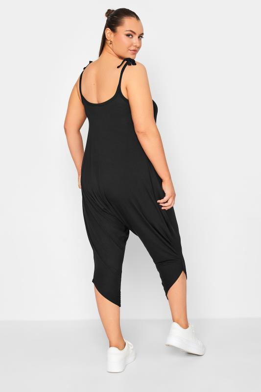 YOURS Plus Size Black Cropped Harem Jumpsuit | Yours Clothing  3