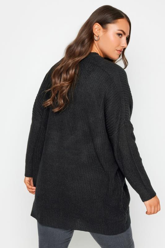 Plus Size Curve Black Button Knitted Cardigan | Yours Clothing 3