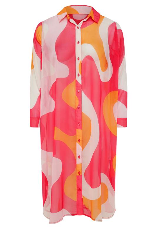 LIMITED COLLECTION Plus Size Pink & Orange Longline Shirt | Yours Clothing 5