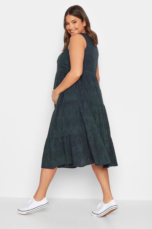 BUMP IT UP MATERNITY Plus Size Curve Navy Blue Tiered Broderie Dress | Yours Clothing  4