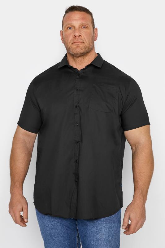 Plus Size  D555 Big & Tall Black Basic Short Sleeve Shirt