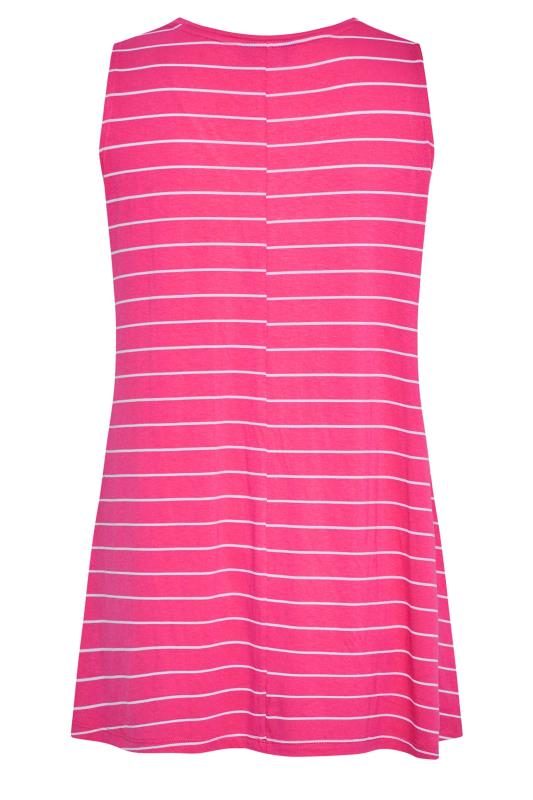 Plus Size Hot Pink Stripe Pleat Vest Top | Yours Clothing 6