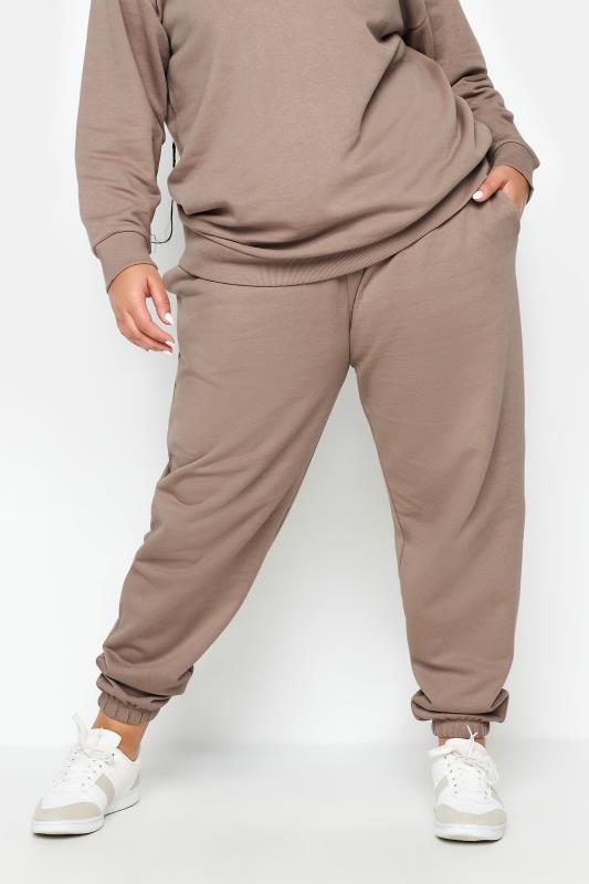 Plus Size  YOURS Curve Mocha Brown Cuffed Joggers