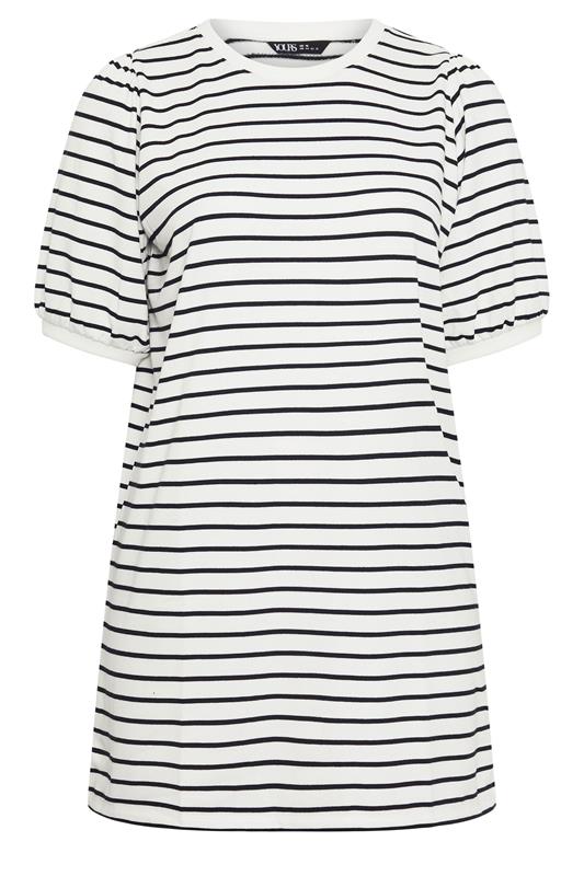 YOURS Plus Size White Striped Balloon Sleeve Mini Dress | Yours Clothing 5